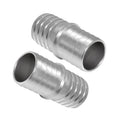 Two-piece silver metal radiator hose barb adapters, ribbed coupler, 3/4 in