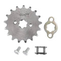 Silver 420-17T motorcycle front engine sprocket with mounting screws and spacer