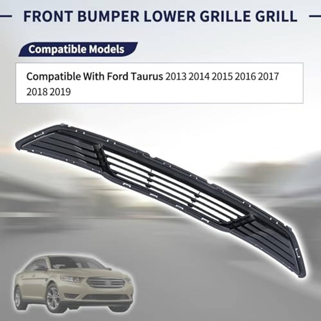Front bumper lower grille, black with mesh-style horizontal slats and center frame
