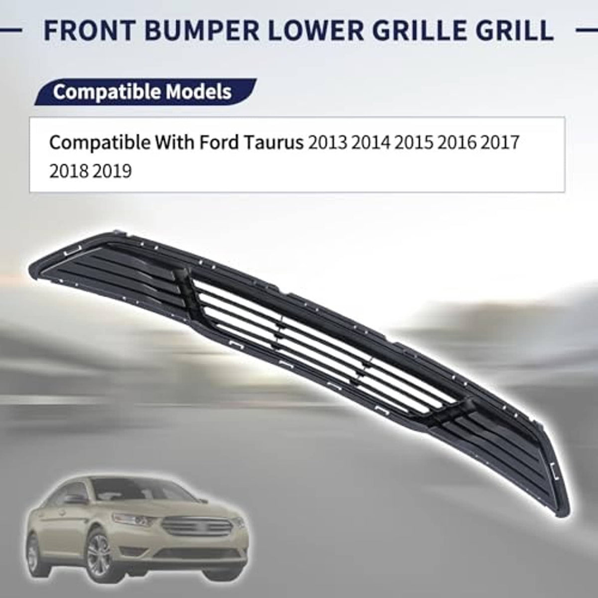Front bumper lower grille, black with mesh-style horizontal slats and center frame