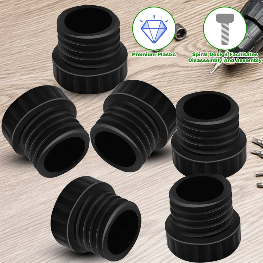 Set of six black ribbed light bulb socket covers for unused lamp sockets