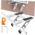 White metal air conditioner support bracket with adjustable arms and base feet