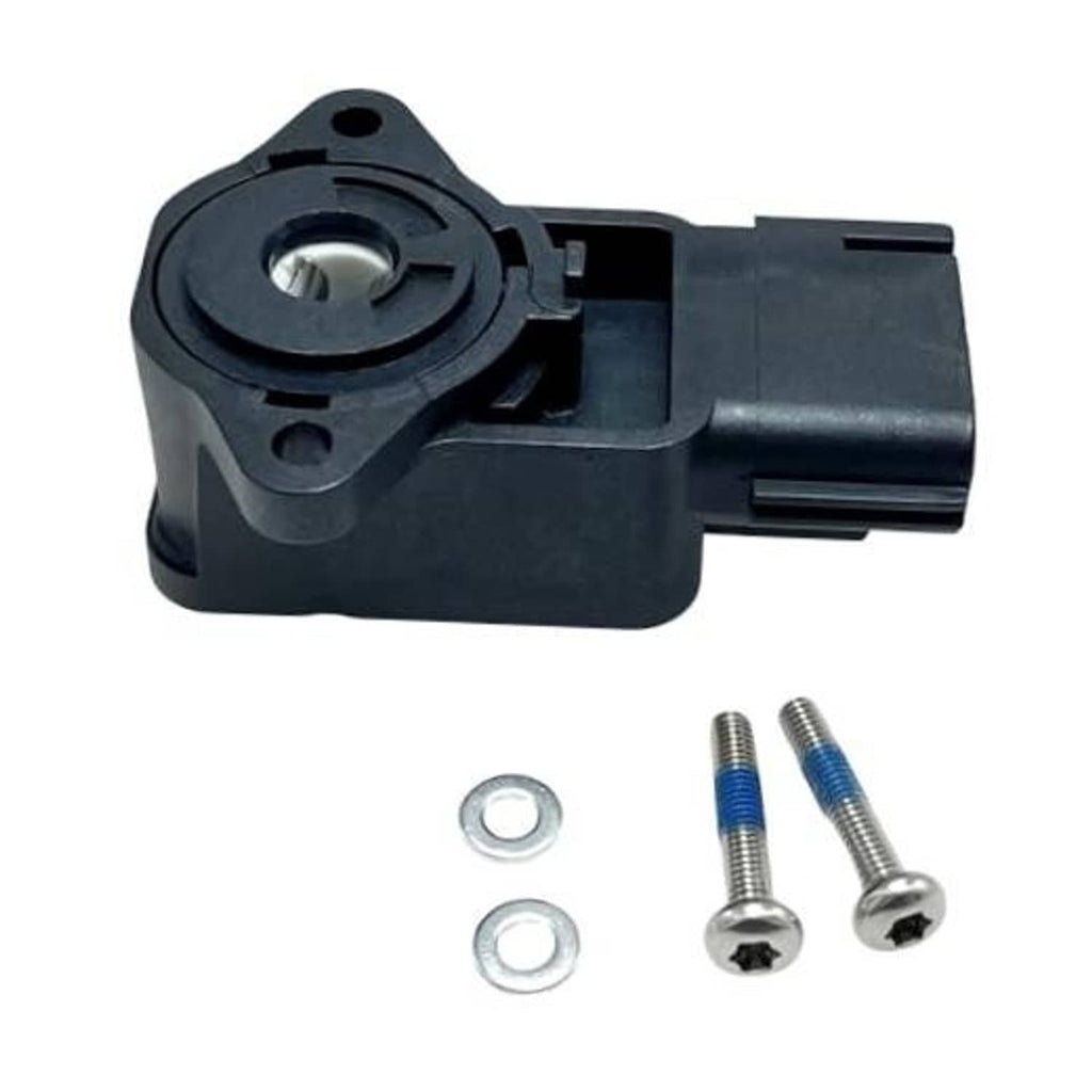 Throttle position sensor with mounting holes, screws and washers included, black plastic