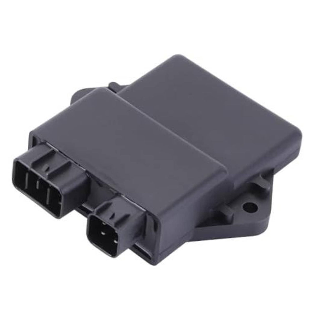 Dark gray CDI ignition box with two multi-pin connectors and mounting holes