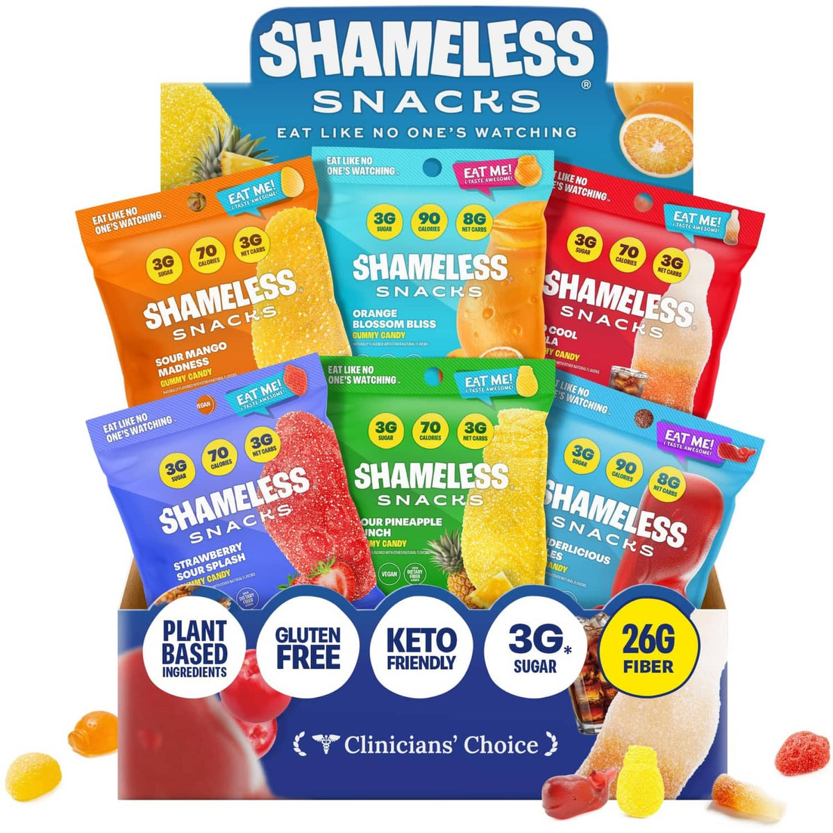 Assorted low-sugar candy snack bag variety pack with multiple fruit flavors