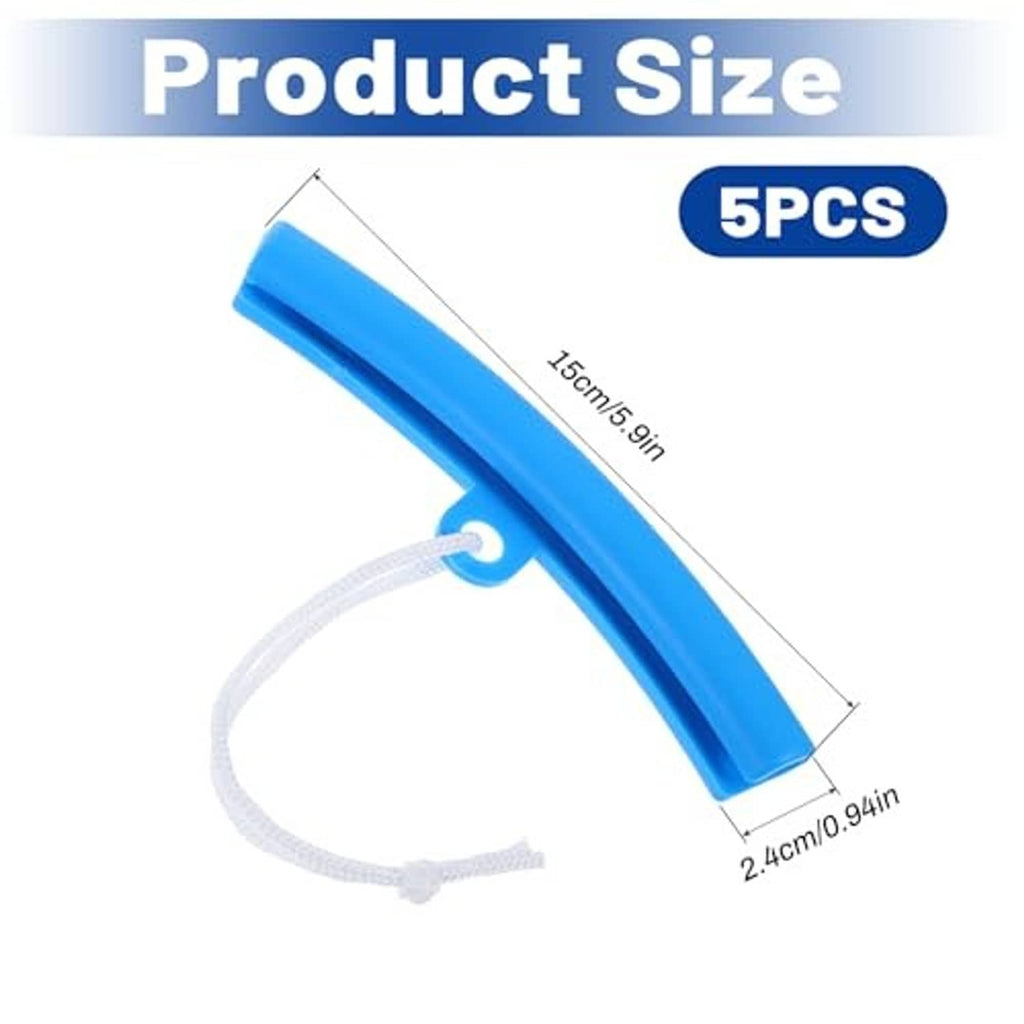 Blue rim protector sleeve with white cord tie, single piece detail