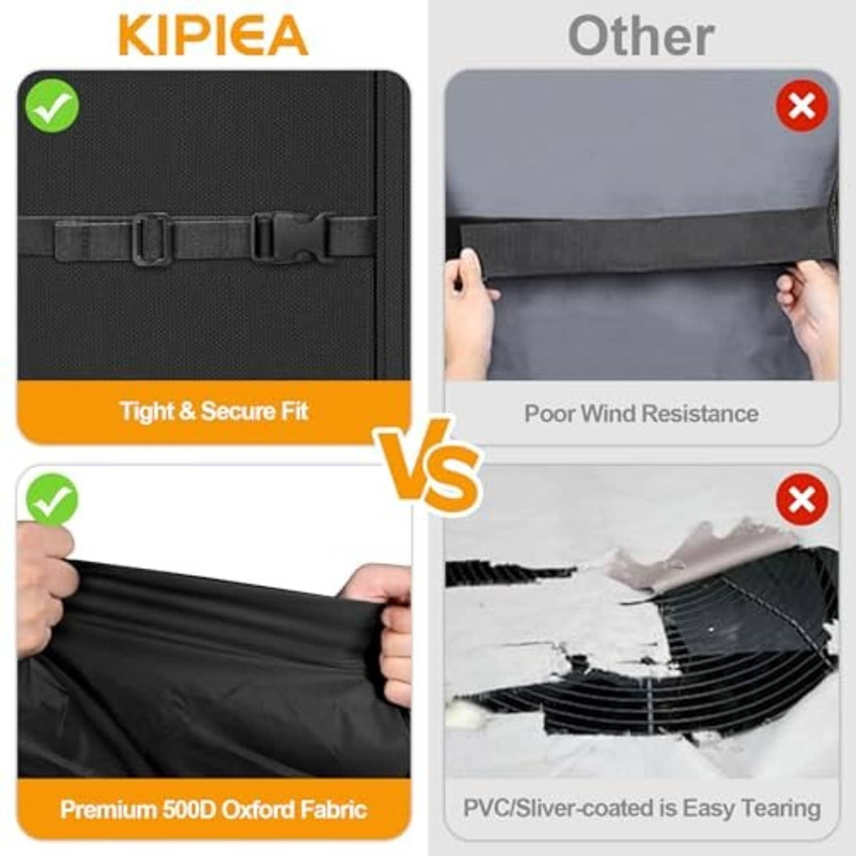 Black air conditioner cover with tight secure fit and premium Oxford fabric