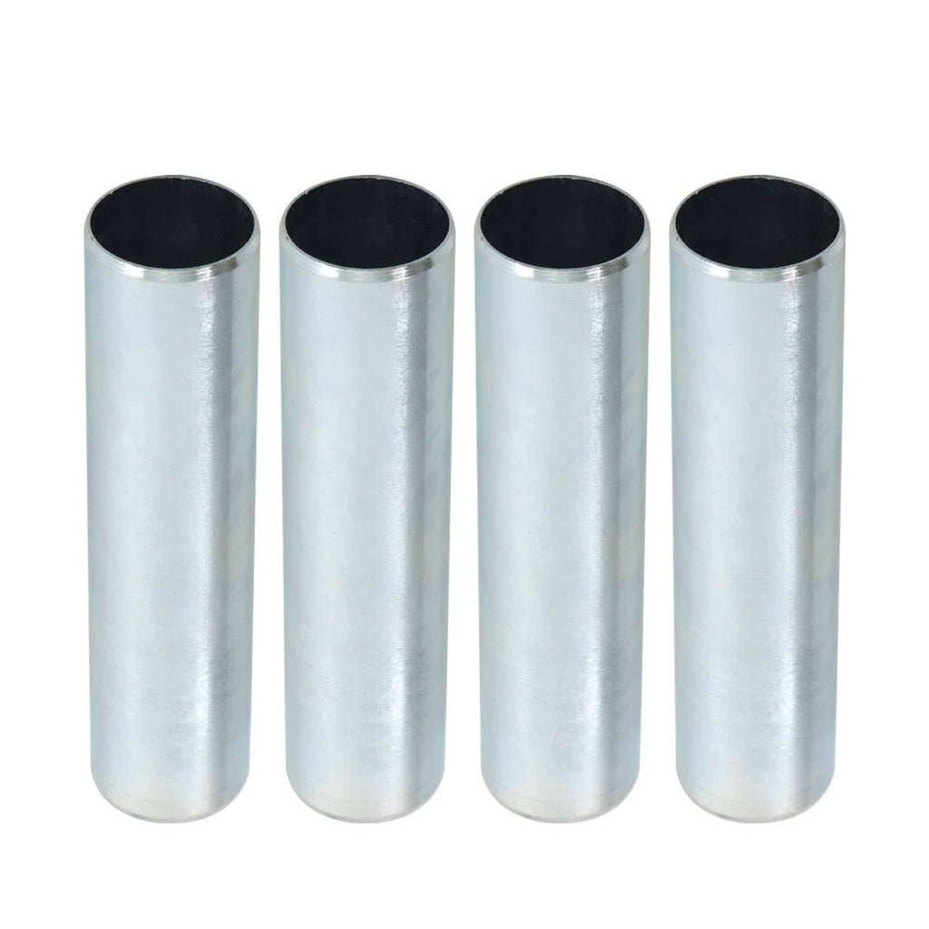 Set of four metal cylinder sleeves with dark inner bores