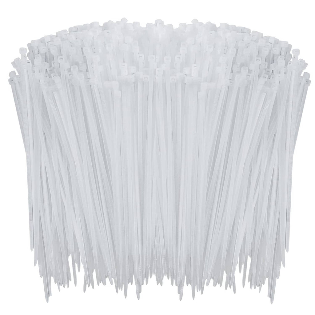 White self-locking nylon cable ties, 6 inch bundle
