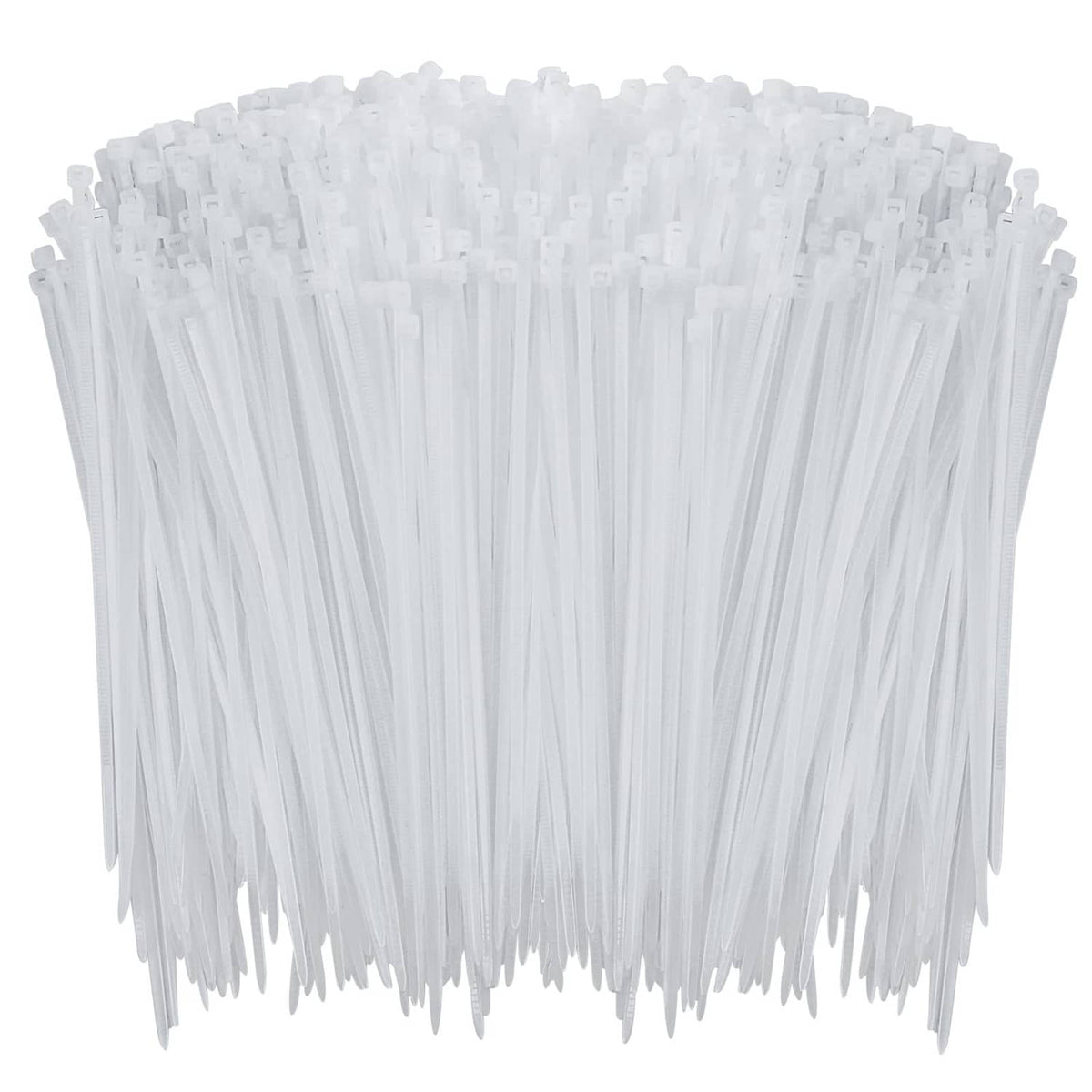 White self-locking nylon cable ties, 6 inch bundle