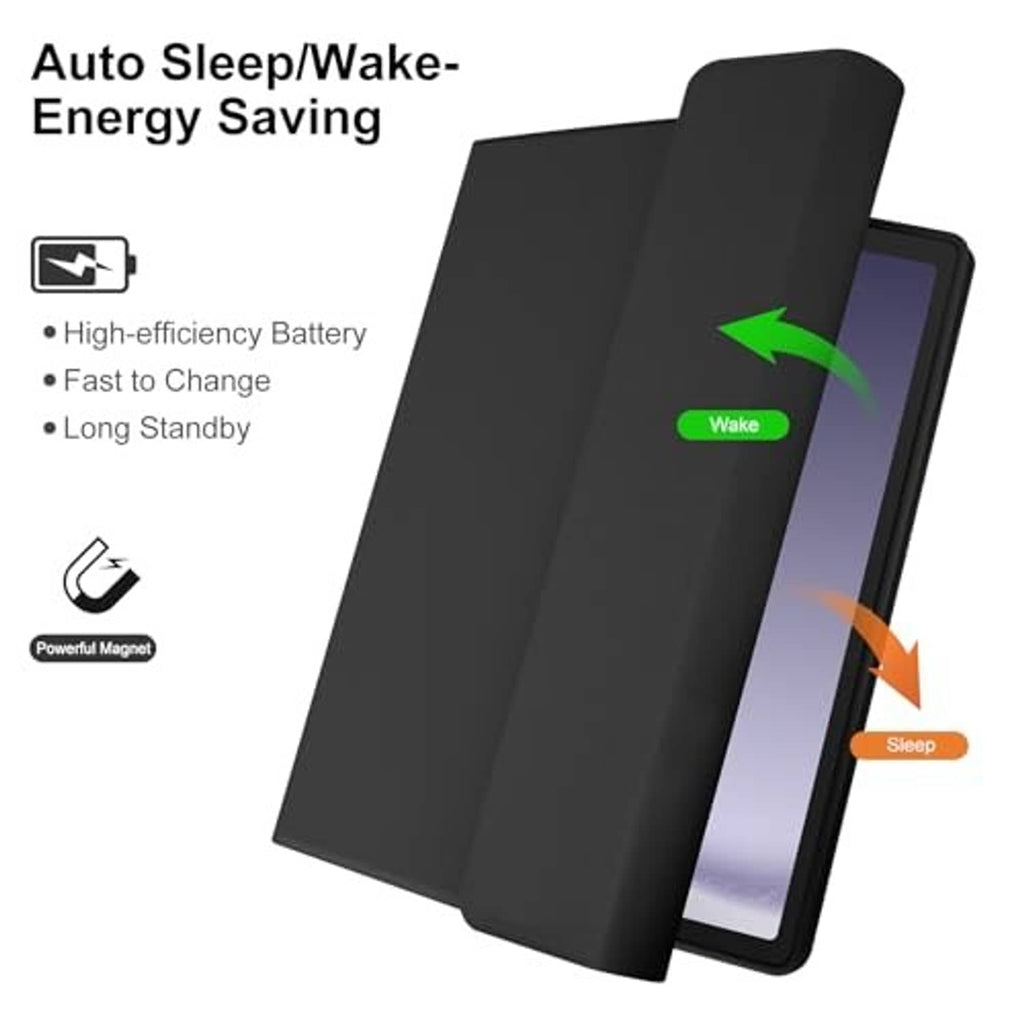 Black folding tablet keyboard case with auto sleep/wake feature