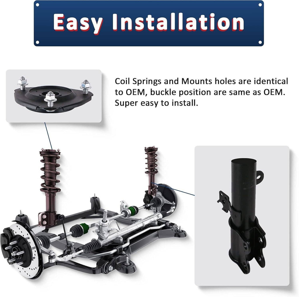 Shock absorber durability diagram with black coil springs and strut mounts
