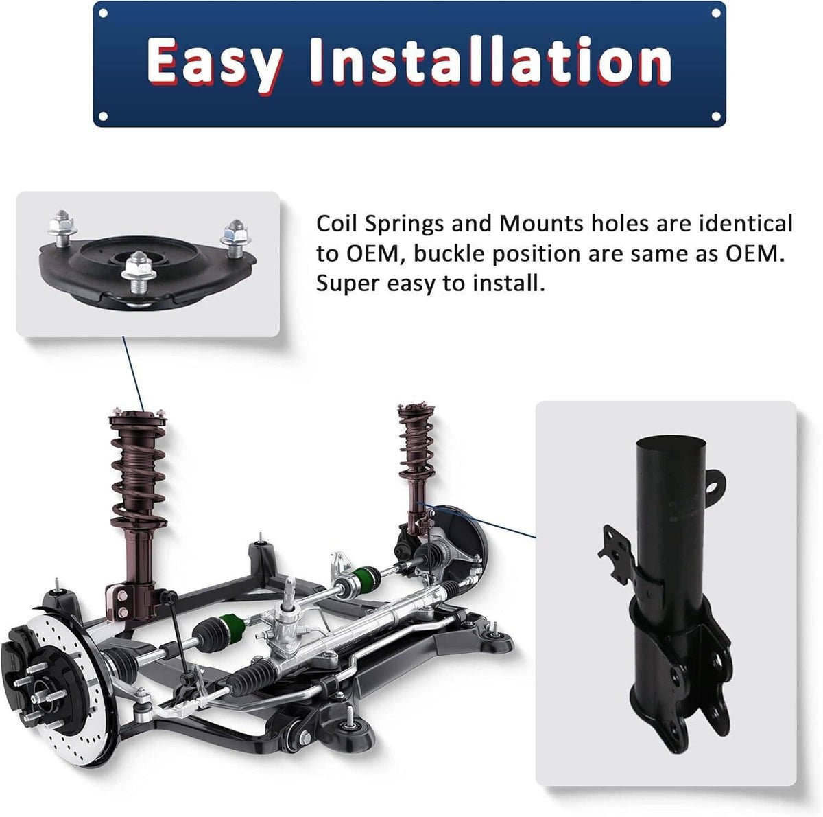 Shock absorber durability diagram with black coil springs and strut mounts