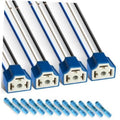 Headlight wiring harness with four female H4 sockets, blue ceramic connectors and wire leads