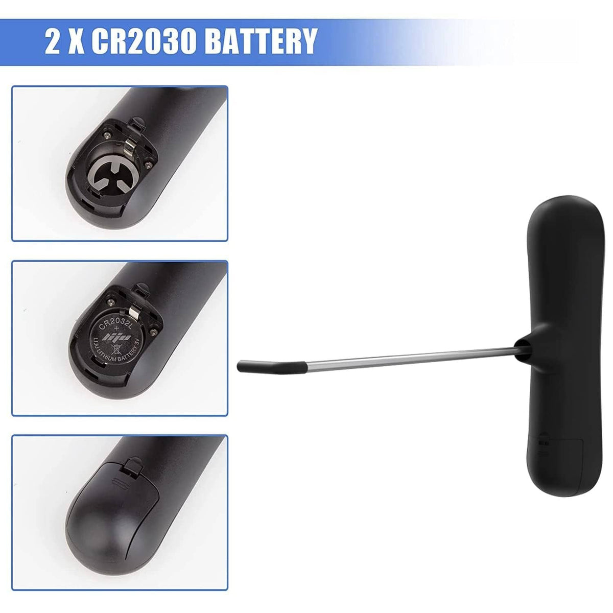 Digital trigger pull scale gauge showing CR2030 battery compartment and steel probe