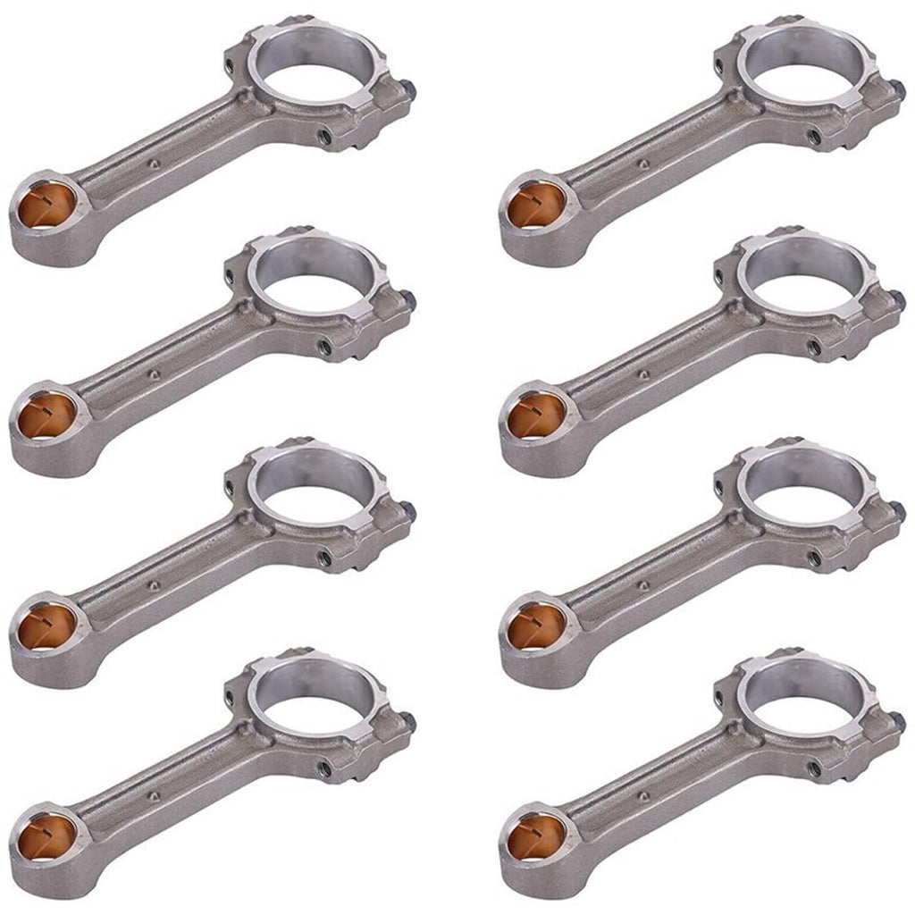 Set of 8 floating pin connecting rods, close-up angles with bronze pin bushings