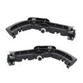 Front bumper support bracket set, black plastic with mounting clips and round pin