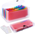 2-pack expanding accordion mini organizer file folders with red translucent pockets