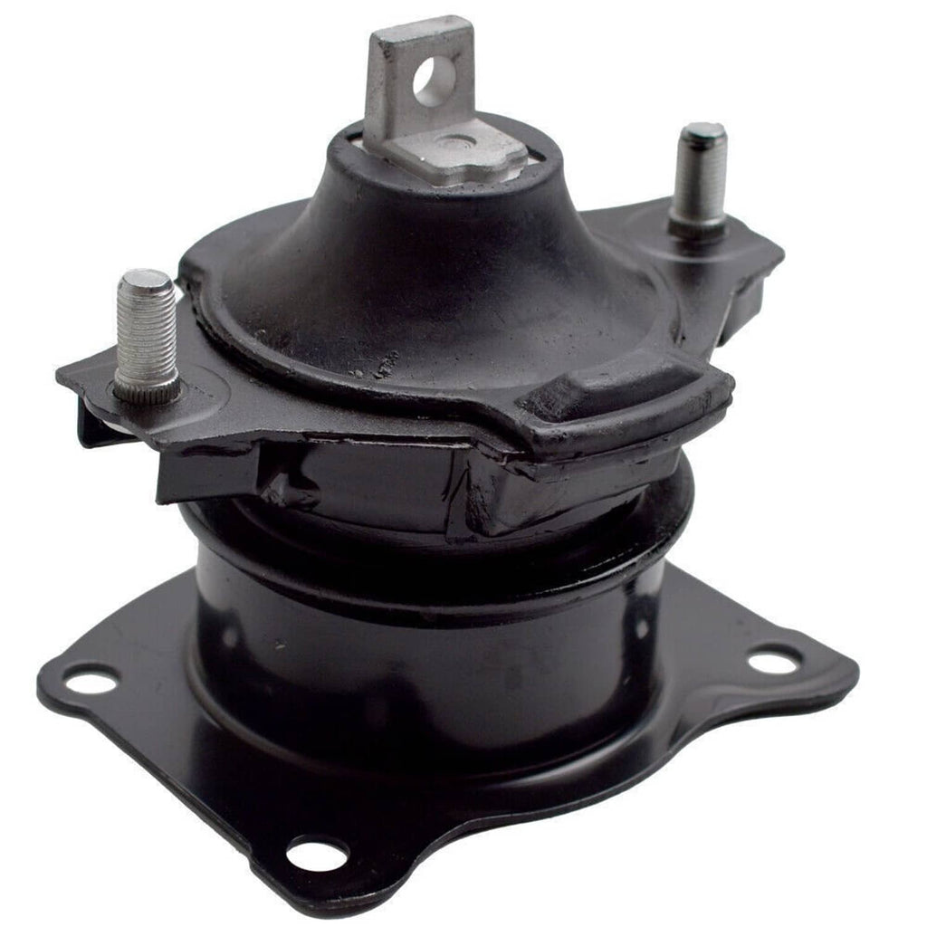 Black rubber engine mount with metal stud top and square base with bolt holes
