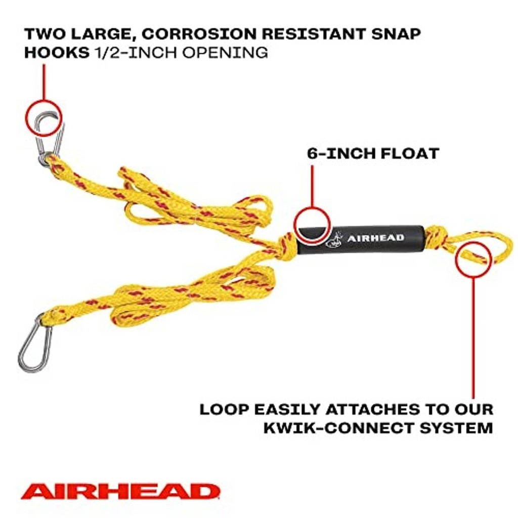 Yellow tow harness with black sleeve, two snap hooks and braided loop ends