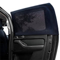 Black rear car window screen shade, mesh panel with dark fabric border