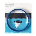 Bi-metal band saw blade in retail package with visible silver teeth edge