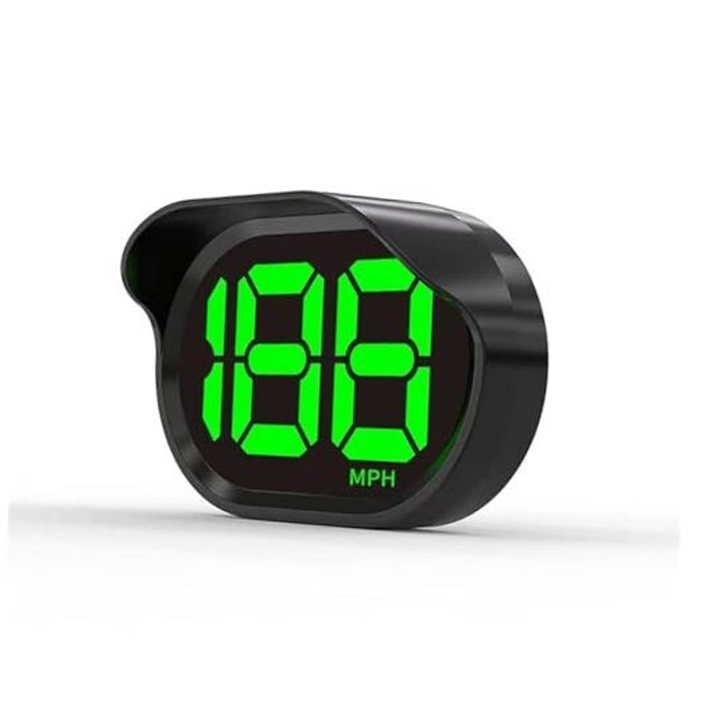 Car GPS HUD digital speedometer with green LED MPH display, black housing