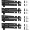 Black slide barrel bolt door latch set with mounting plates and screws (4-pack)