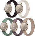 Set of five woven watch bands with metal buckle for Garmin Lily, mixed colors