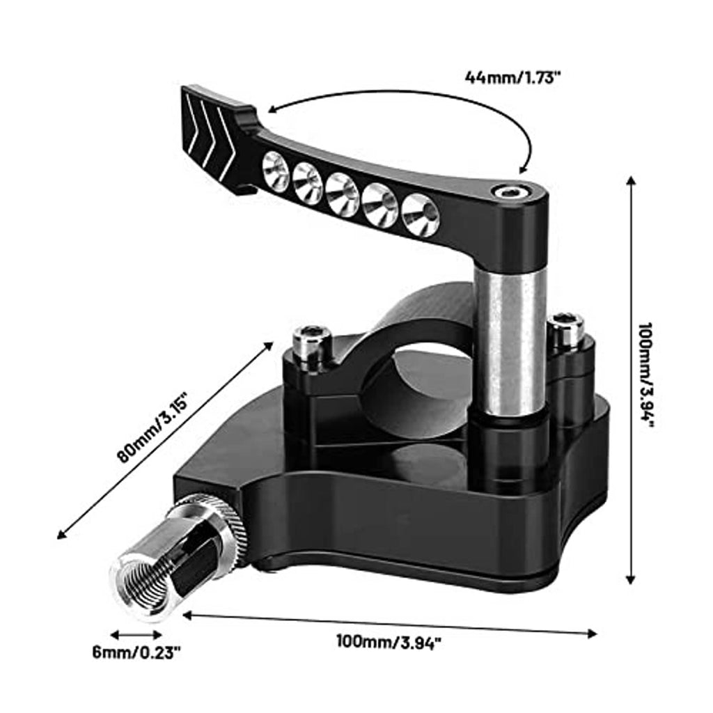 Black CNC thumb throttle lever control assembly with gem-studded lever and silver posts