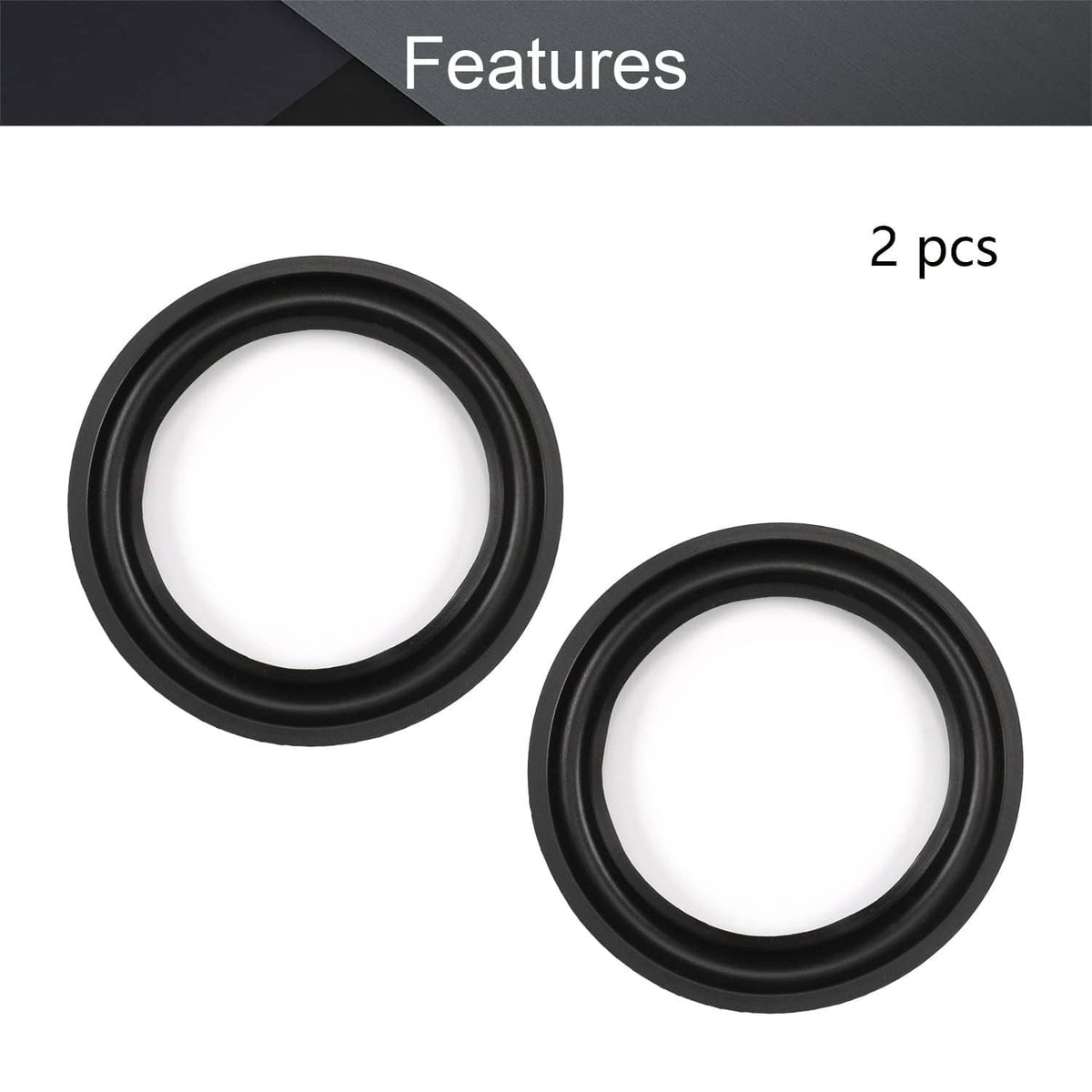Two black 12-inch speaker rubber surround rings, round profile replacement set.