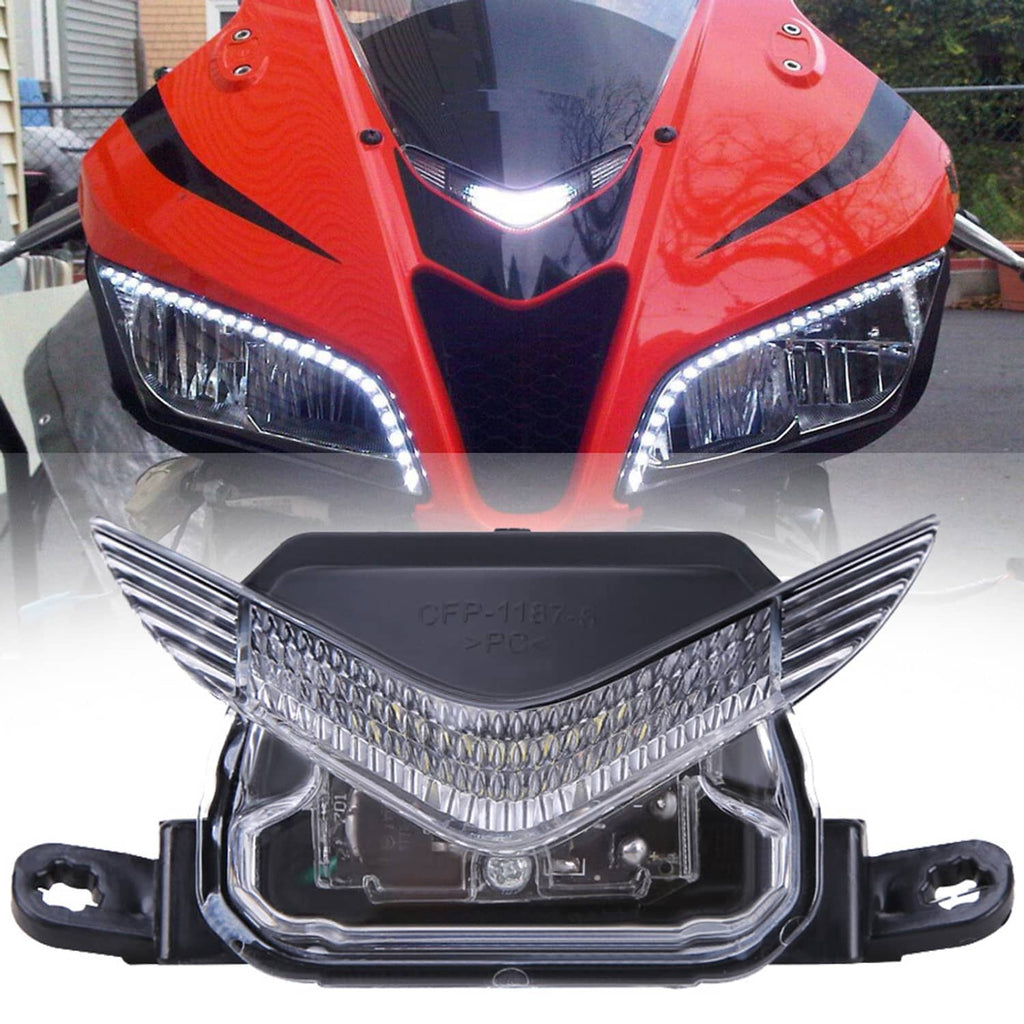 Front upper LED indicator light assembly with clear lenses and black trim