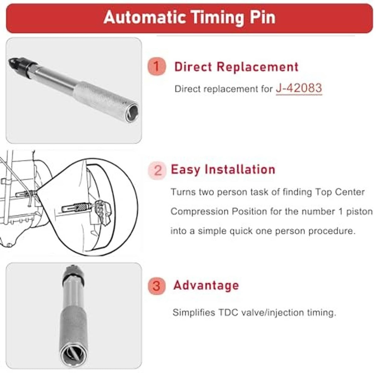 Automatic timing pin with textured grip and threaded end