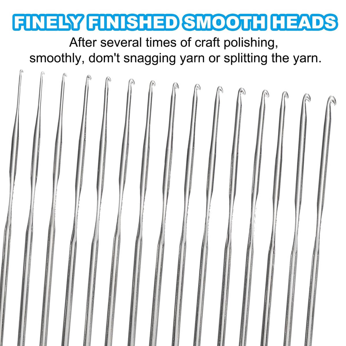PATIKIL crochet hooks set with smooth polished heads, silver stainless-steel tips