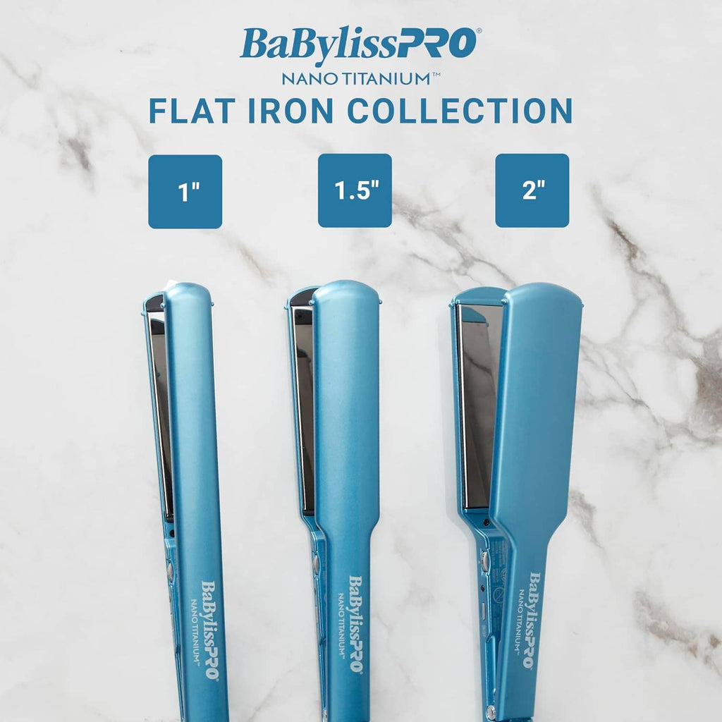 BabylissPRO nano titanium flat iron collection with 1-inch, 1.5-inch and 2-inch options