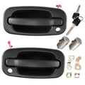 Front exterior door handle with lock, black finish, includes keys and cylinder