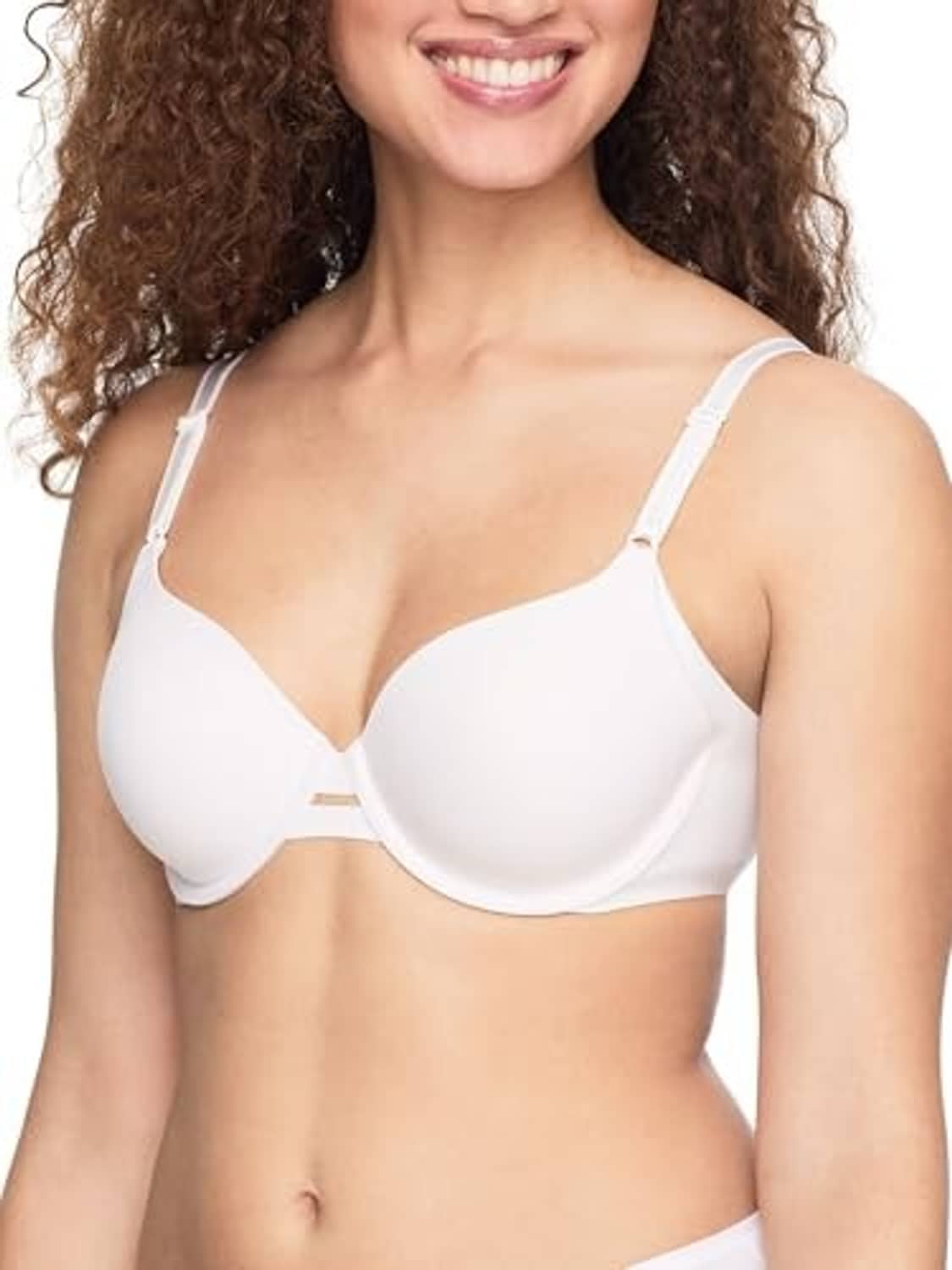 White underwire bra with full-coverage cups and adjustable shoulder straps