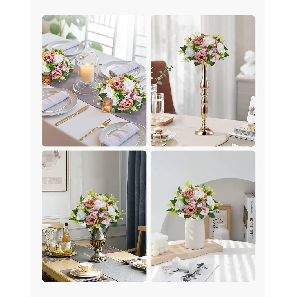 Uimoso artificial floral ball centerpiece with pink and white roses for table decor
