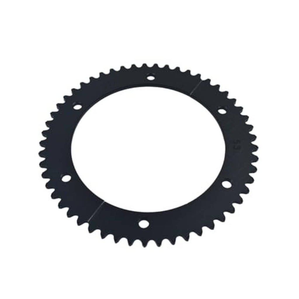 Black split sprocket ring with sprocket teeth and several bolt holes