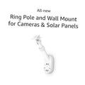 White ring pole and wall mount with camera power port and bracket detail