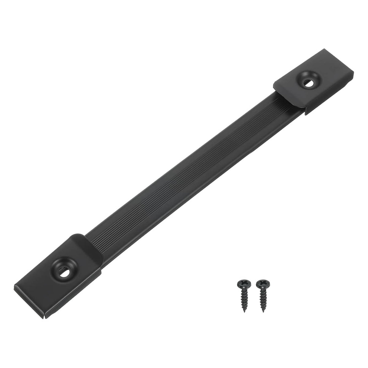 Black cabinet speaker handle pull strap with mounting holes and included screws