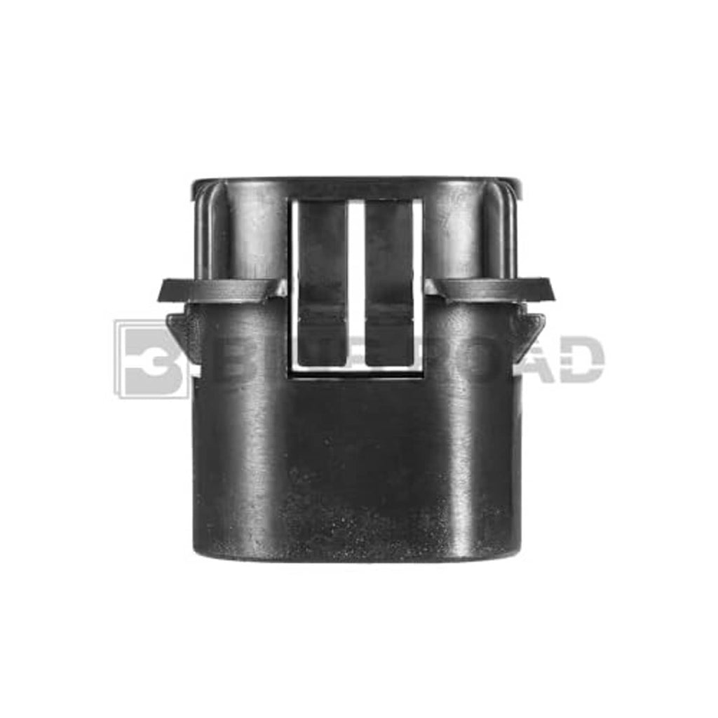 Black cylindrical radiator mount bracket with front slot and two top clips