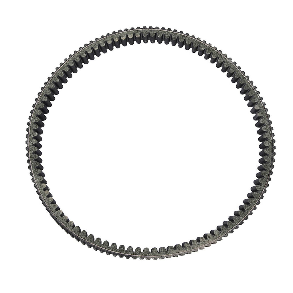 Drive belt loop with black ribbed sides and gray traction teeth around the rim