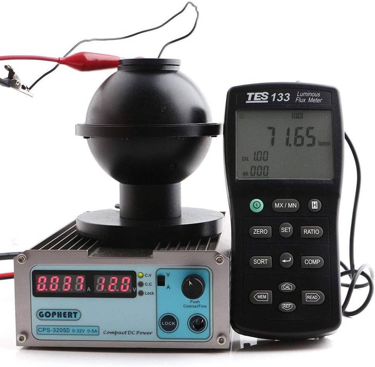 Car LED bulb with test meters and compact housing, for 12V systems