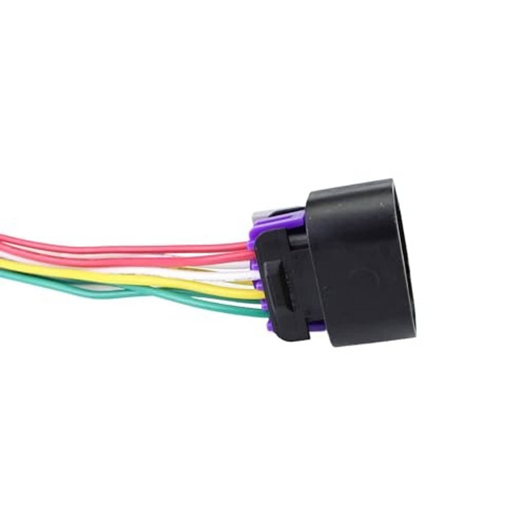 Rear view of throttle actuator connector with black housing and multicolor wire leads