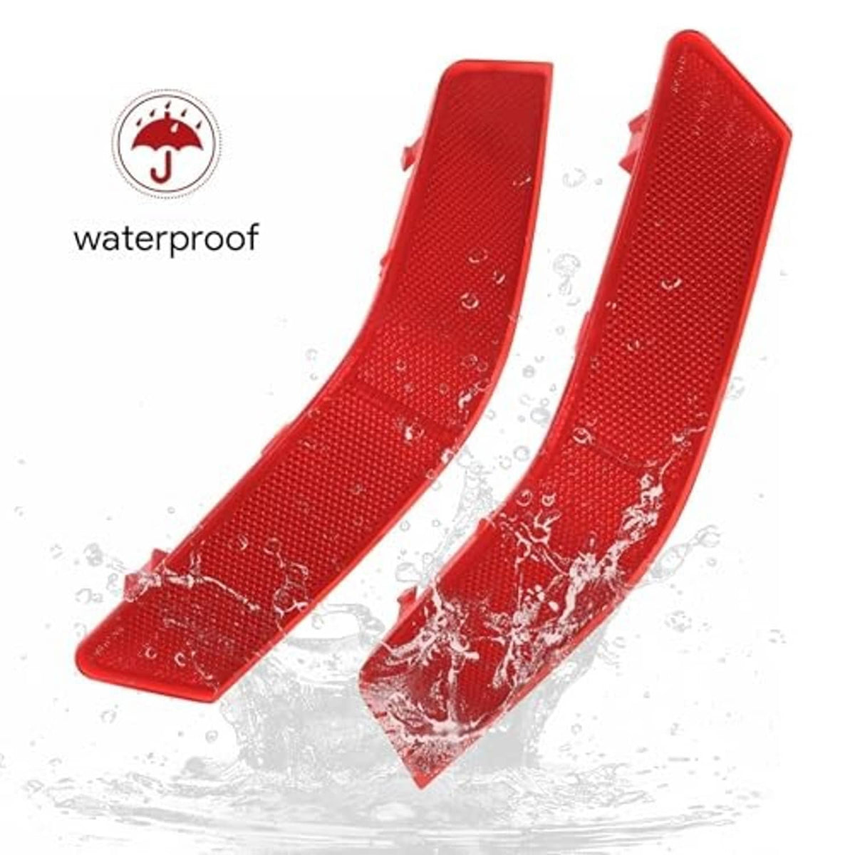 Red bumper reflector inserts, two-piece set with waterproof textured lens