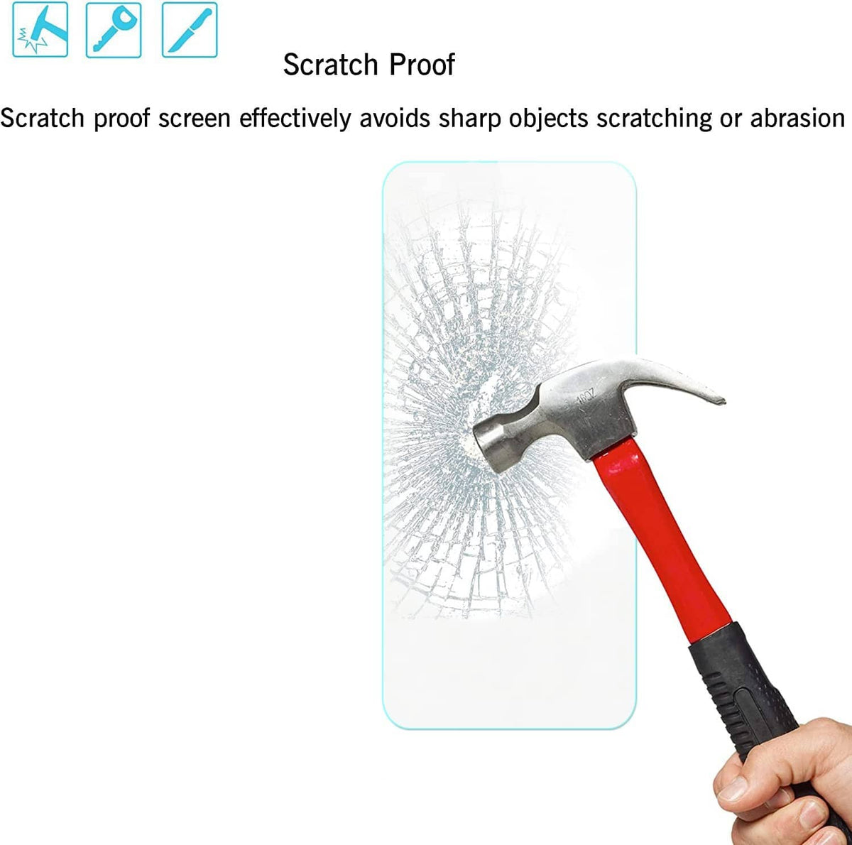 Tempered glass screen protector showing scratch-resistance protection