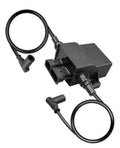 Ignition controller coil with black wiring harness and multiple electrical connectors