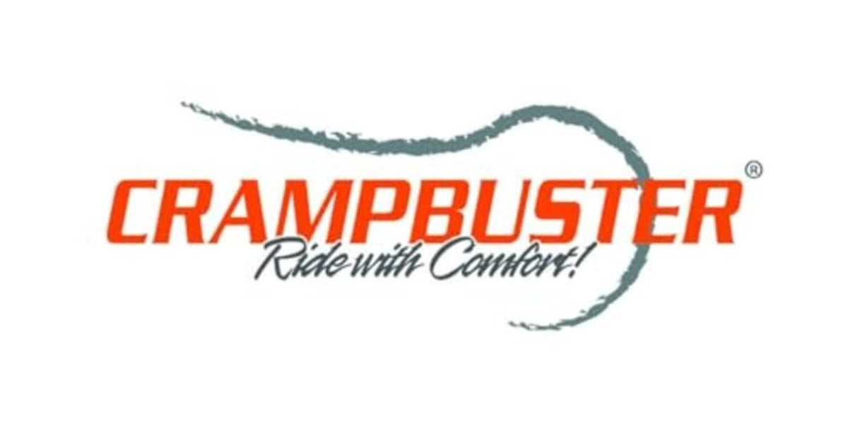 CRAMPBUSTER logo graphic with red text and “Rider with Comfort!”