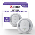 White Kidde smoke and carbon monoxide detector pack with two round alarms